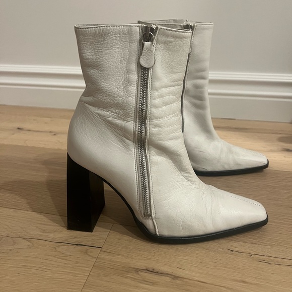 White Chunky Heeled Bootie - Picture 1 of 3